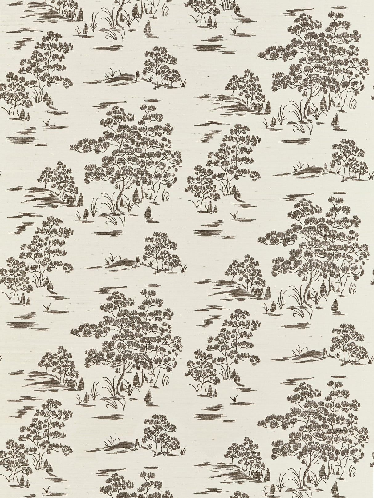 Scalamandre SC 0002WP88445 BARK KATSURA EMBROIDERED TOILE WALLPAPER - Eade's Wallpaper