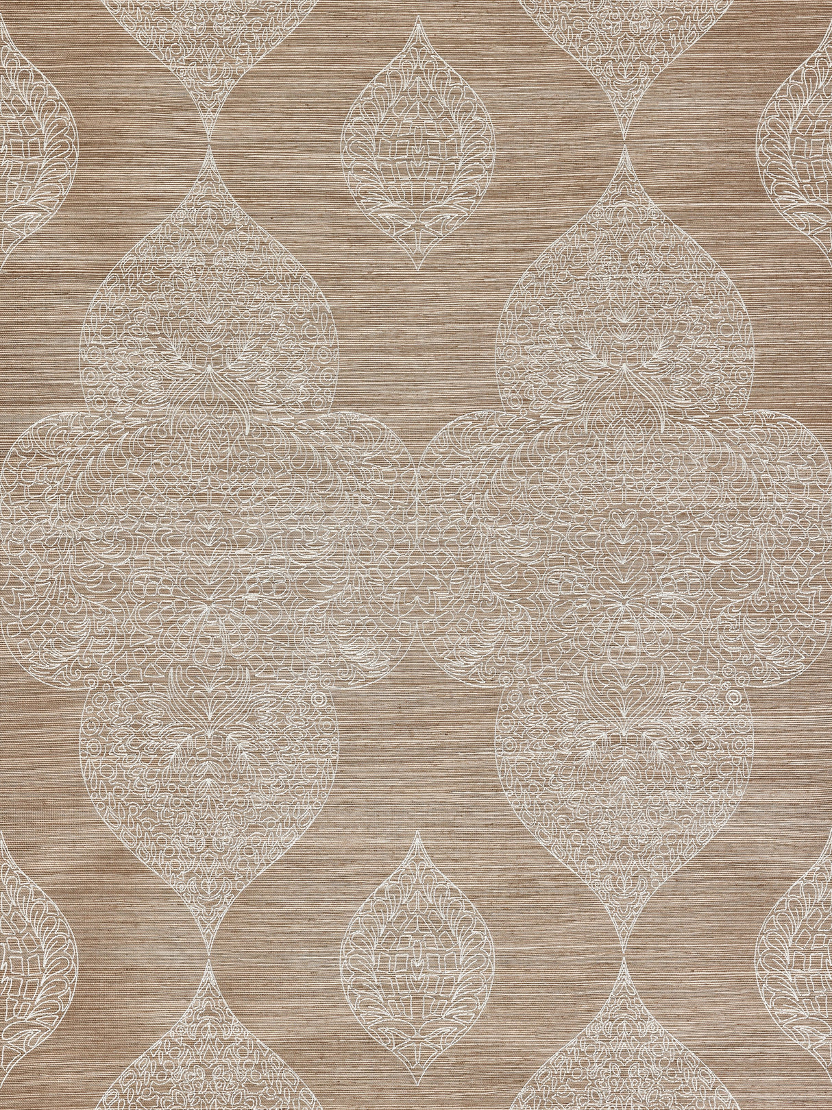 Scalamandre SC 0002WP88555 NUTMEG TAJ EMBROIDERED SISAL WALLPAPER - Eade's Wallpaper