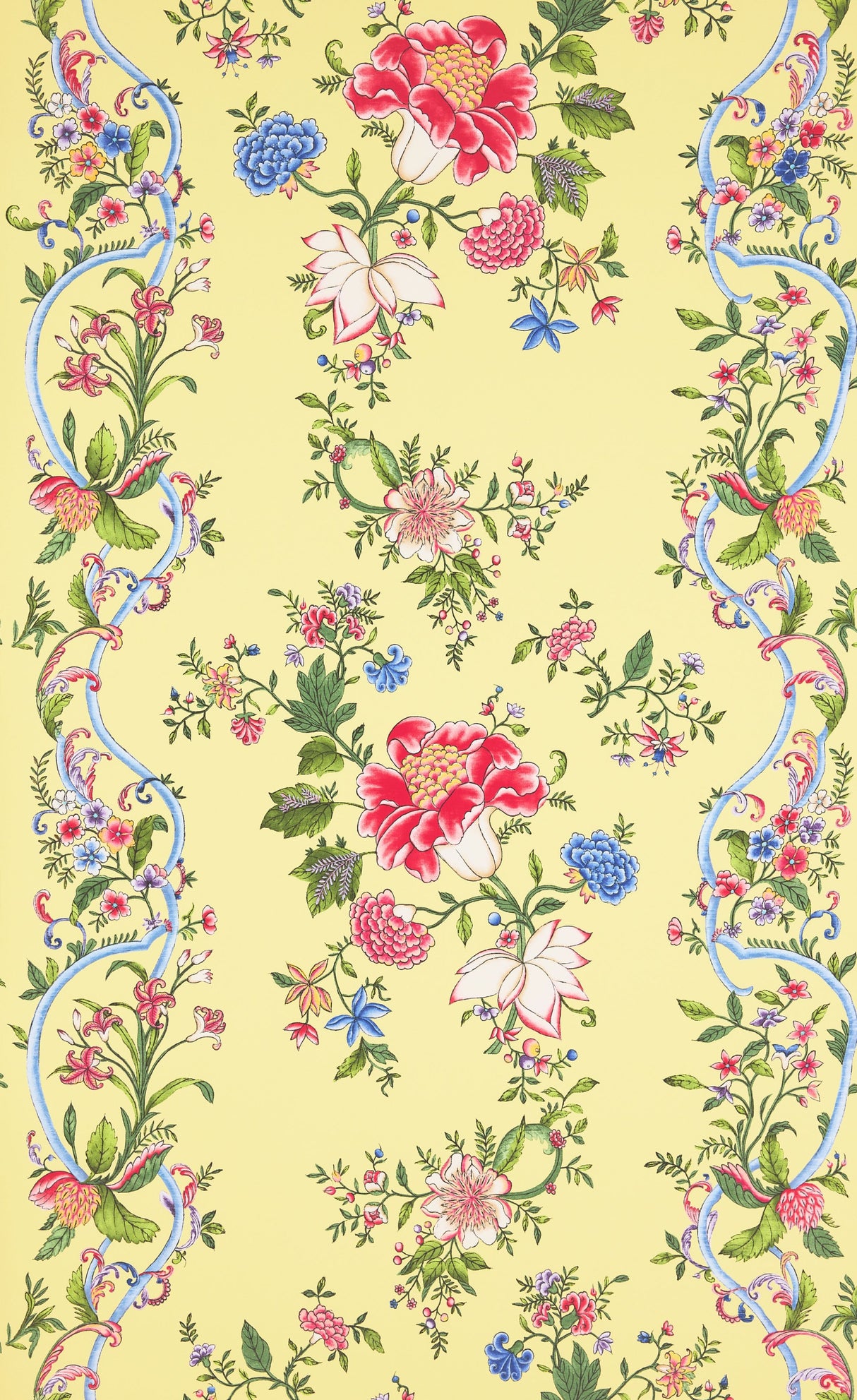 Scalamandre SC 0002WP88566 BUTTER BLUE CAMELLIA TRELLIS WALLPAPER - Eade's Wallpaper