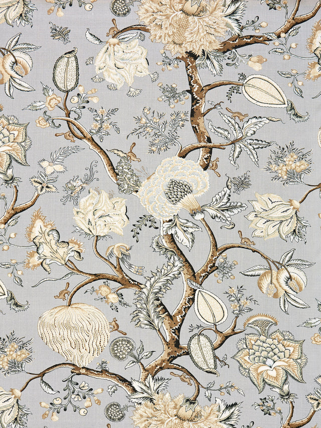 Scalamandre SC 000316556 MINERAL PONDICHERRY LINEN PRINT Fabric - Eade's Wallpaper
