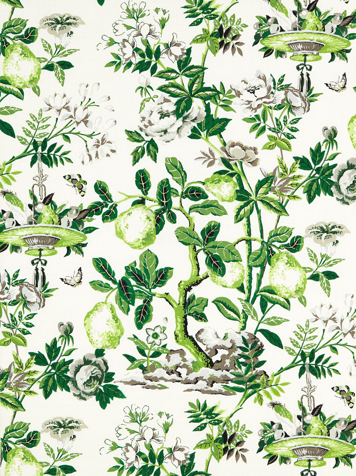 Scalamandre SC 000316583 VERDANCE SHANTUNG GARDEN COTTON PRINT Fabric - Eade's Wallpaper