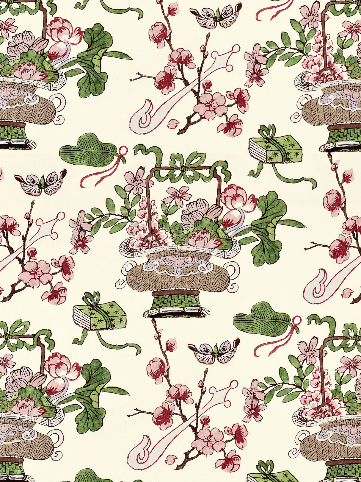 Scalamandre SC 000316591 MULBERRY SHANGHAI BLOSSOMS Fabric - Eade's Wallpaper
