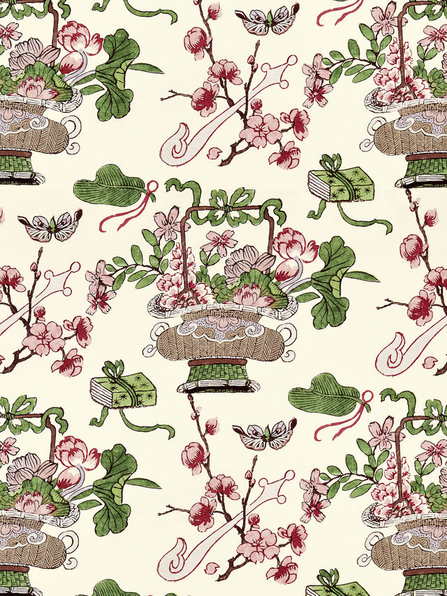 Scalamandre SC 000316591 MULBERRY SHANGHAI BLOSSOMS Fabric - Eade's Wallpaper
