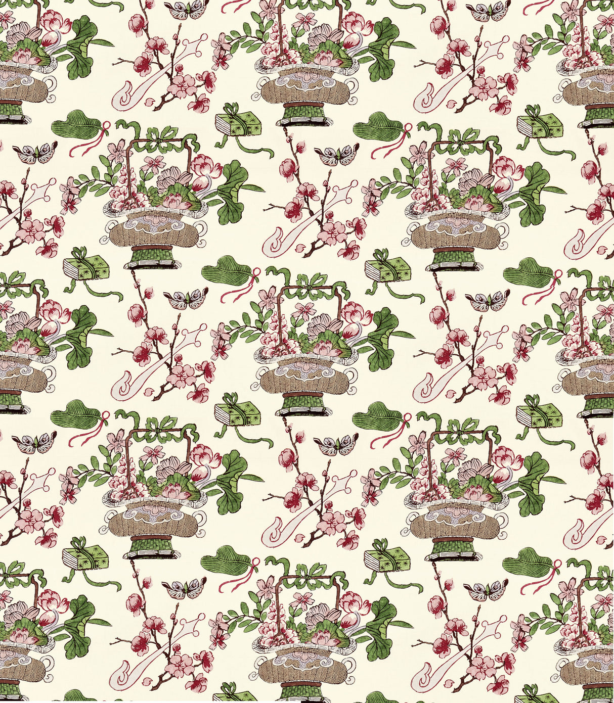 Scalamandre SC 000316591 MULBERRY SHANGHAI BLOSSOMS Fabric - Eade's Wallpaper