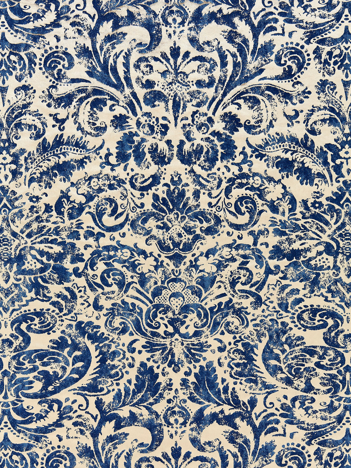 Scalamandre SC 000316592 LAPIS PALLADIO VELVET DAMASK Fabric - Eade's Wallpaper