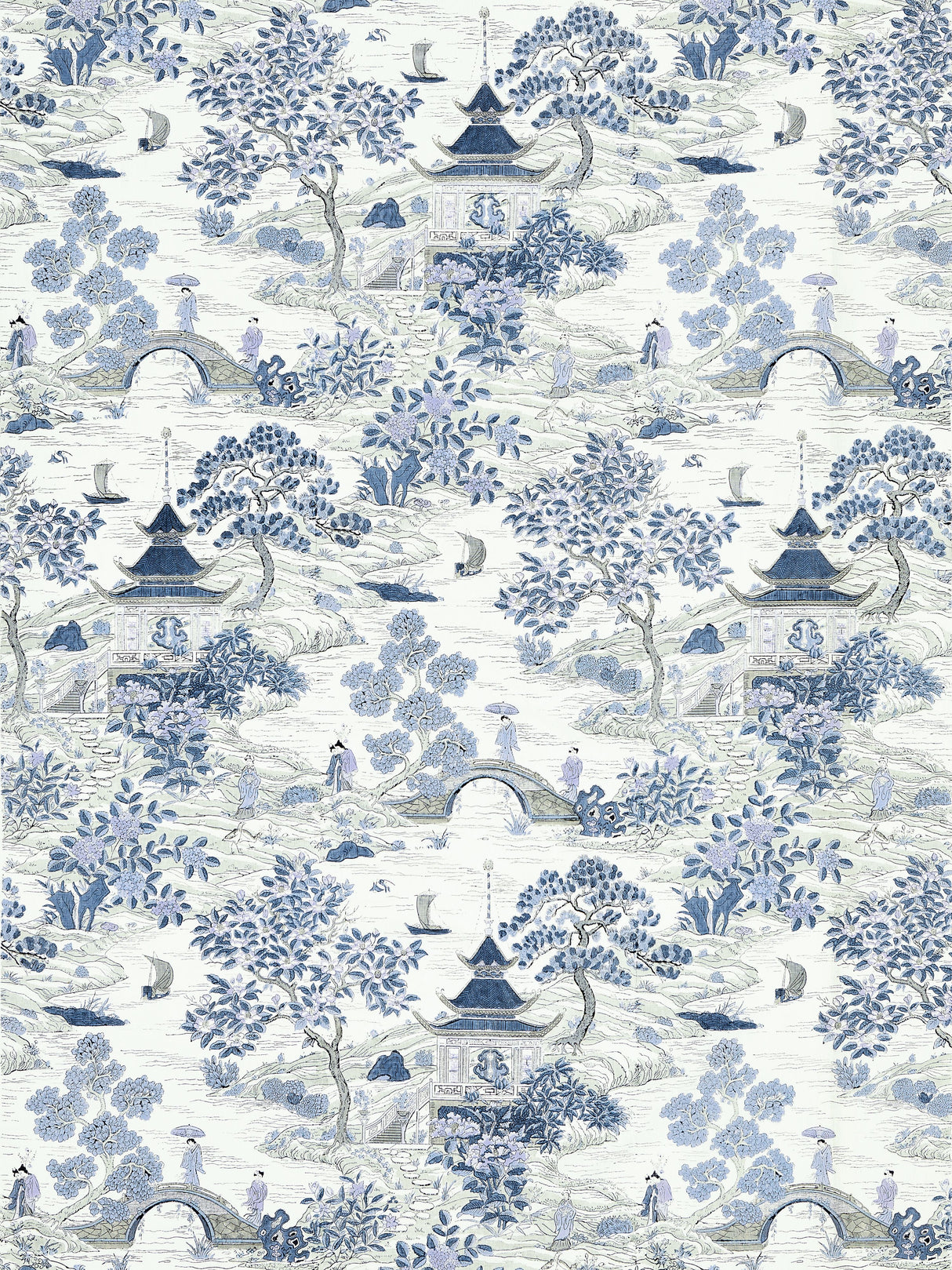 Scalamandre SC 000316624 EVENING BLUE SATOMI HAND BLOCK PRINT Fabric - Eade's Wallpaper