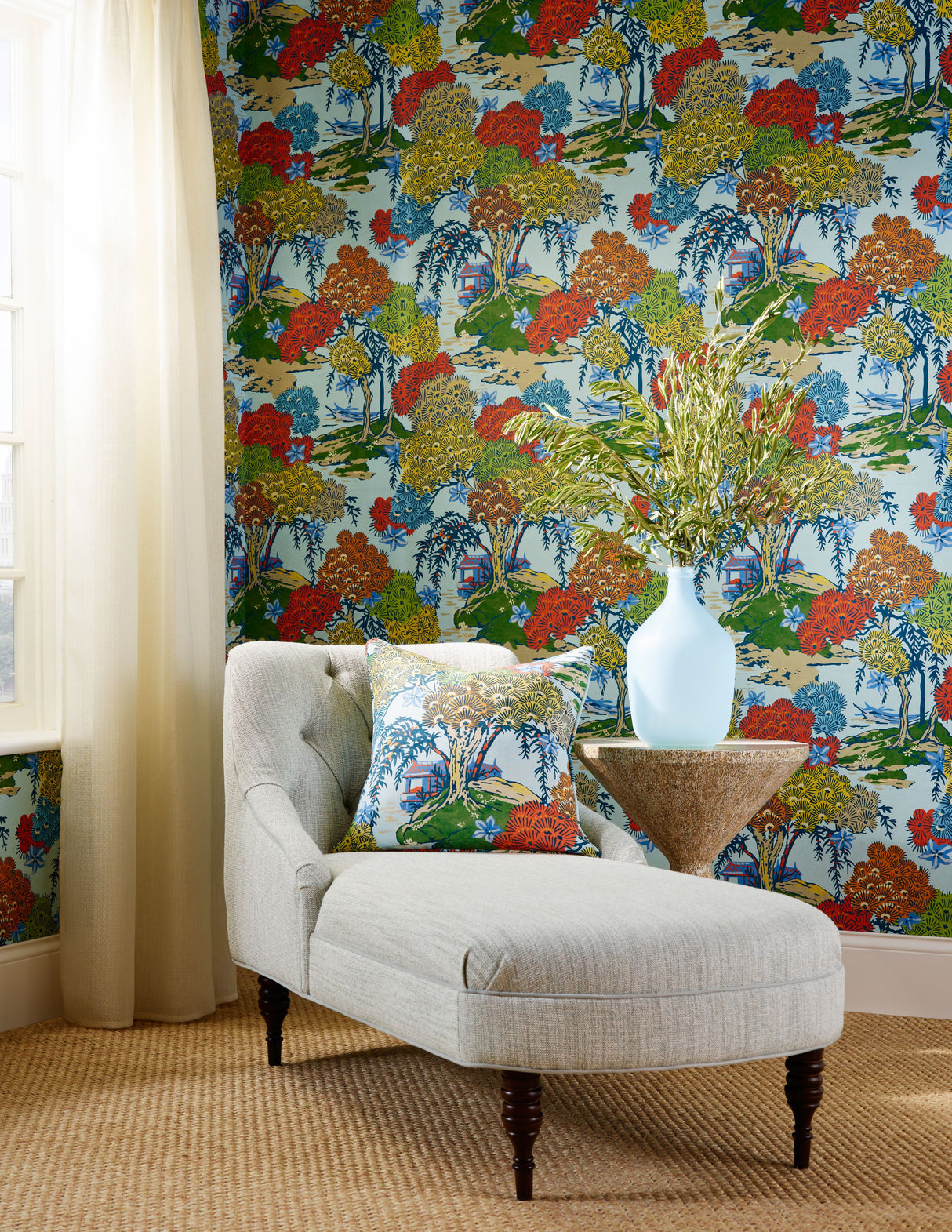 Scalamandre SC 000316627 KALEIDESCOPE SEA OF TREES PRINT Fabric - Eade's Wallpaper