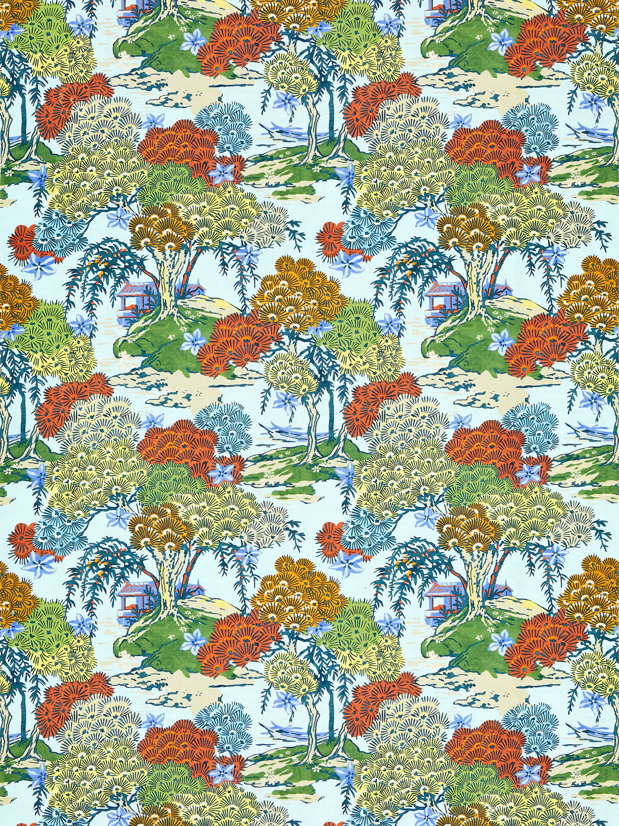 Scalamandre SC 000316627 KALEIDESCOPE SEA OF TREES PRINT Fabric - Eade's Wallpaper