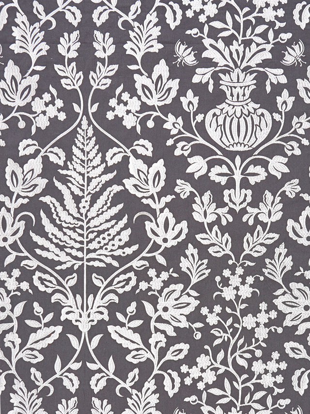 Scalamandre SC 000327032 CHARCOAL SHALIMAR EMBROIDERY Fabric - Eade's Wallpaper