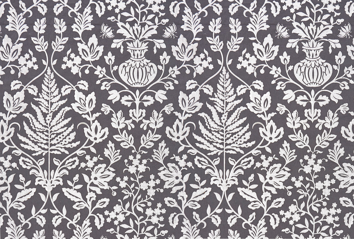 Scalamandre SC 000327032 CHARCOAL SHALIMAR EMBROIDERY Fabric - Eade's Wallpaper