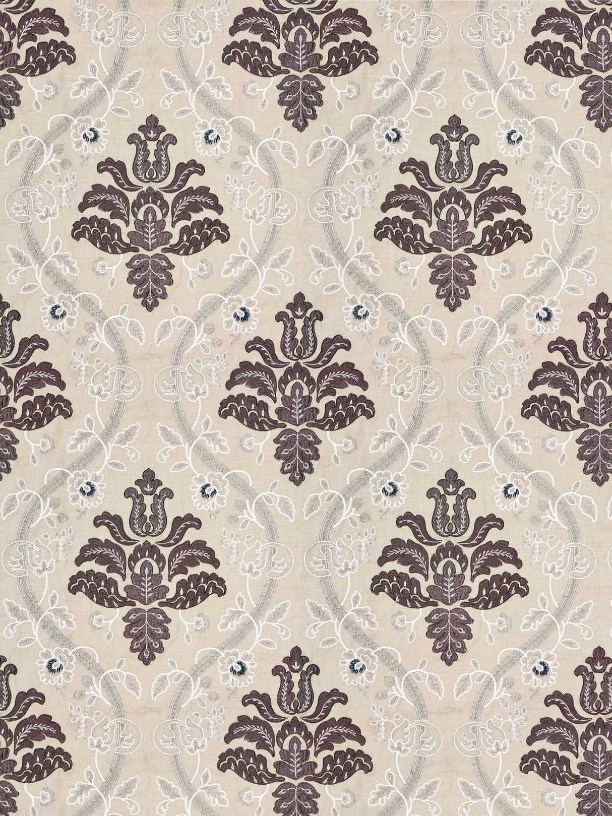 Scalamandre SC 000327033 GRAPHITE ISABELLA EMBROIDERY Fabric - Eade's Wallpaper