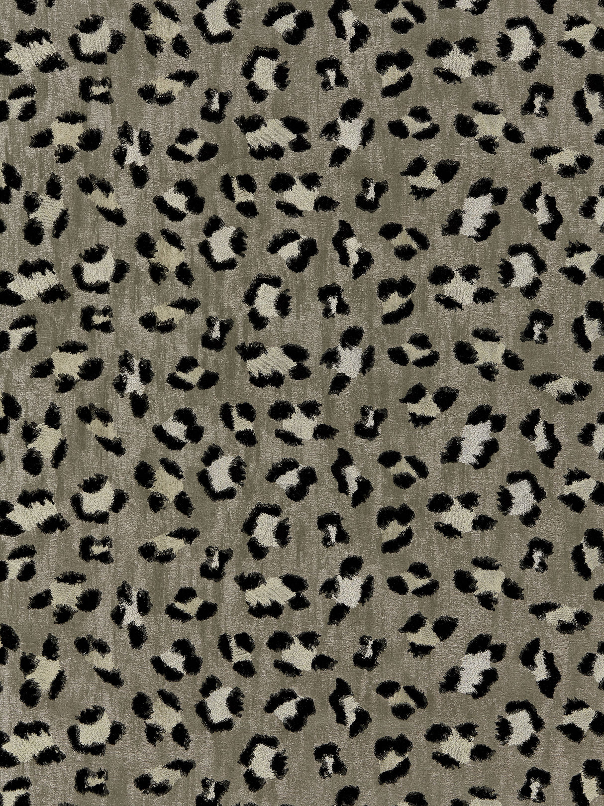 Scalamandre SC 000327075 EBONY ON SILVER BRODERIE LEOPARD Fabric - Eade's Wallpaper