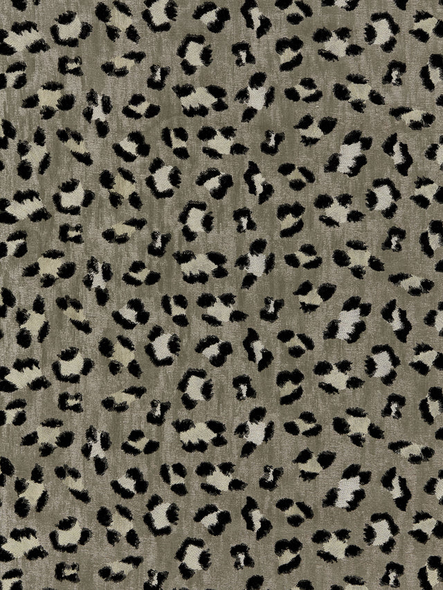 Scalamandre SC 000327075 EBONY ON SILVER BRODERIE LEOPARD Fabric - Eade's Wallpaper