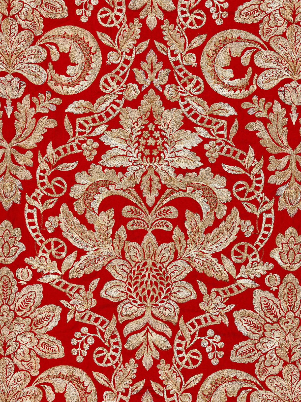 Scalamandre SC 000327086 CARNELIAN ELIZABETH DAMASK EMBROIDERY Fabric - Eade's Wallpaper