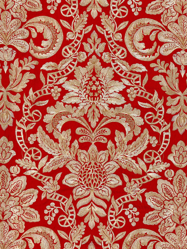Scalamandre SC 000327086 CARNELIAN ELIZABETH DAMASK EMBROIDERY Fabric - Eade's Wallpaper