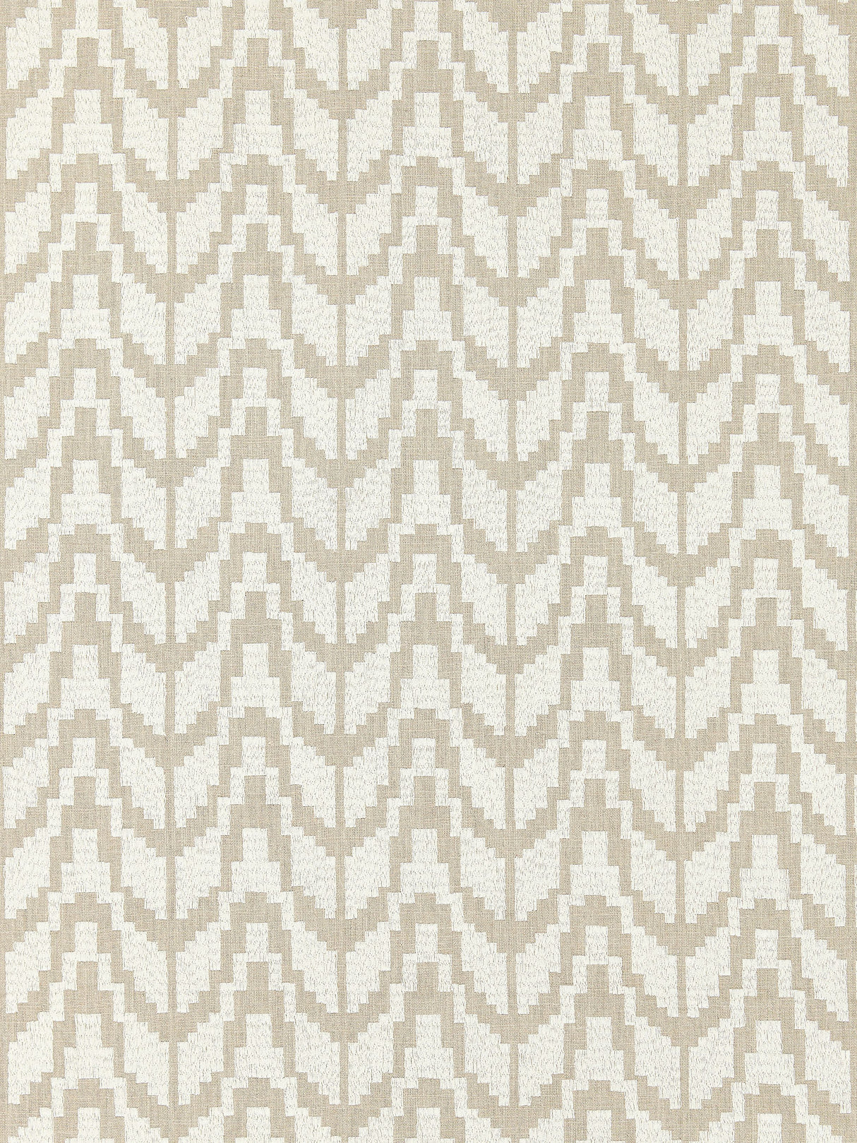 Scalamandre SC 000327103 FLAX CHEVRON EMBROIDERY Fabric - Eade's Wallpaper