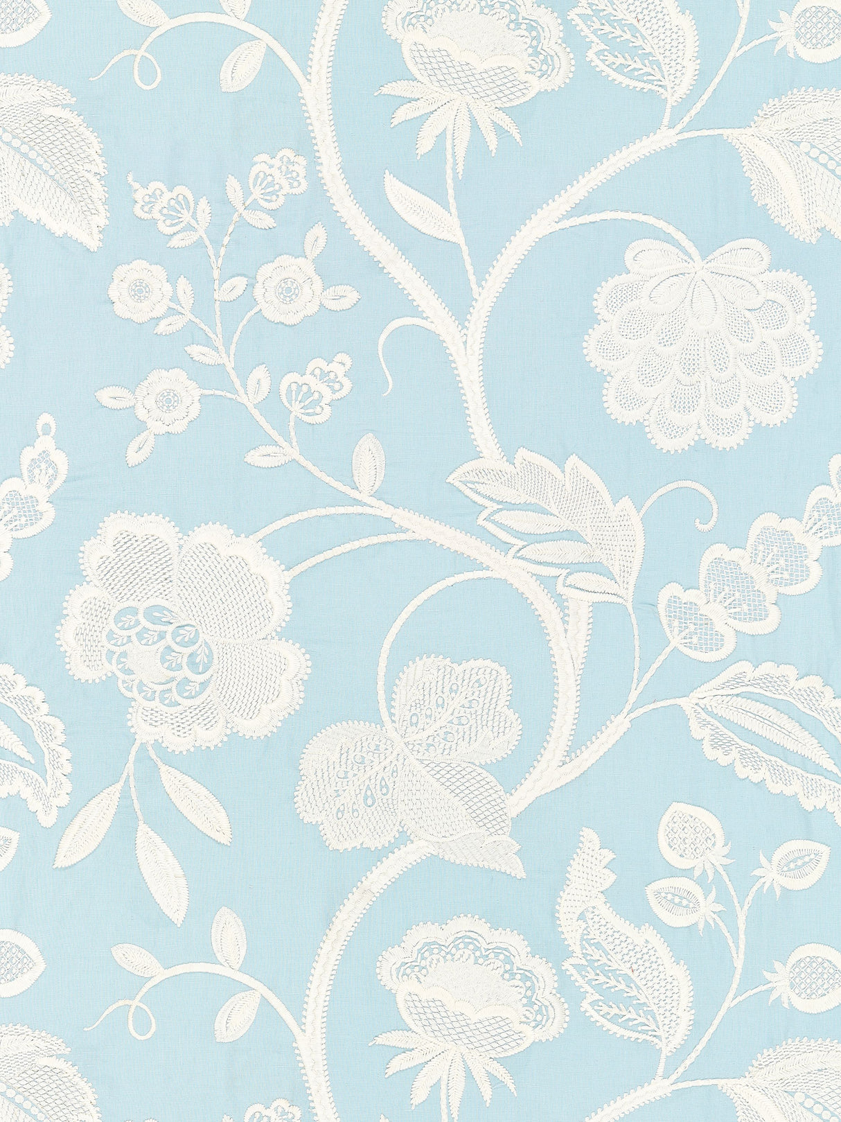 Scalamandre SC 000327151 SKY KENSINGTON EMBROIDERY Fabric - Eade's Wallpaper