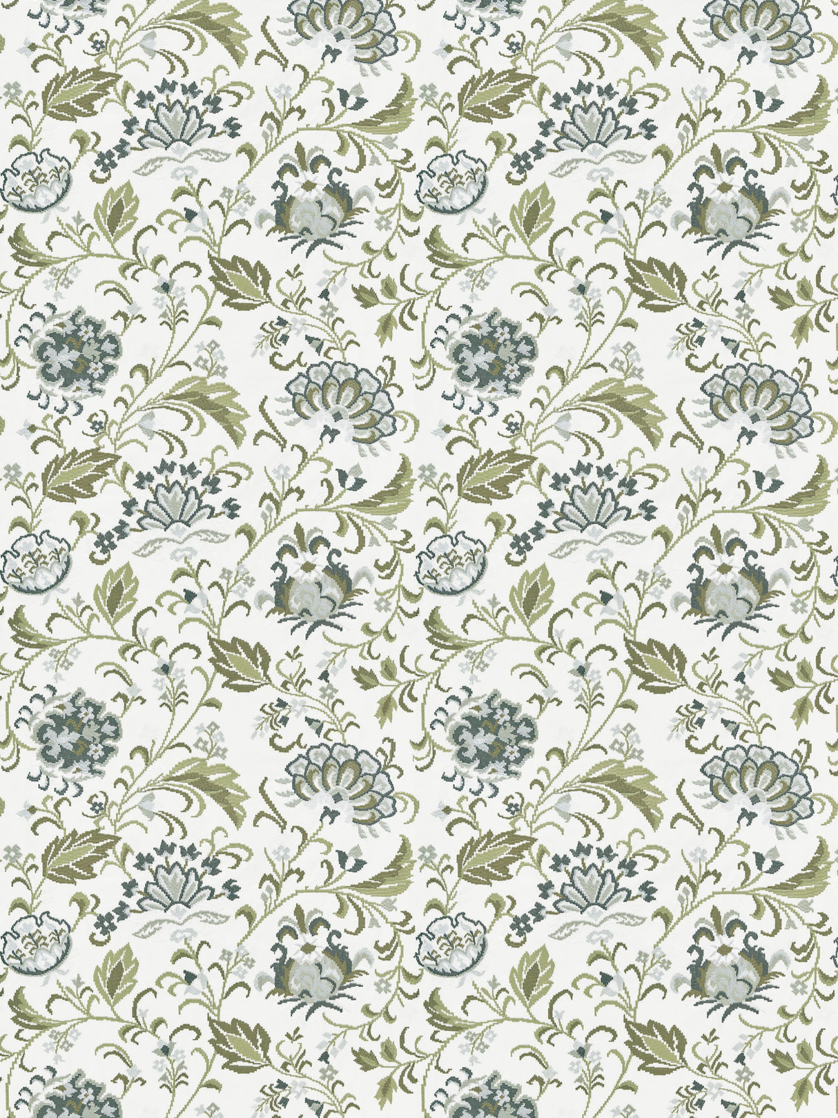 Scalamandre SC 000327173 ASH DELPHINE EMBROIDERY Fabric - Eade's Wallpaper