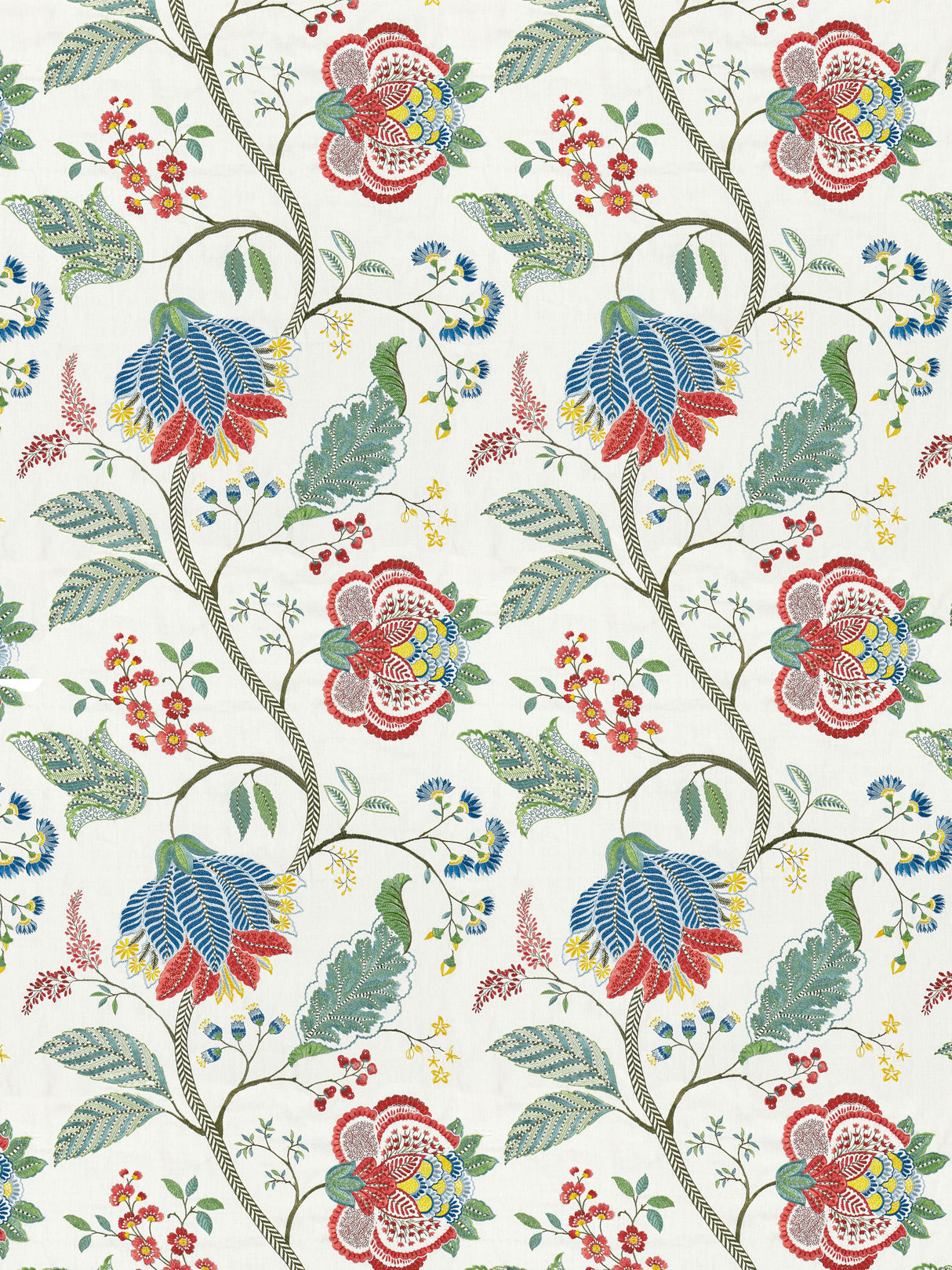 Scalamandre SC 000327175 BLOOM PALAMPORE EMBROIDERY Fabric - Eade's Wallpaper