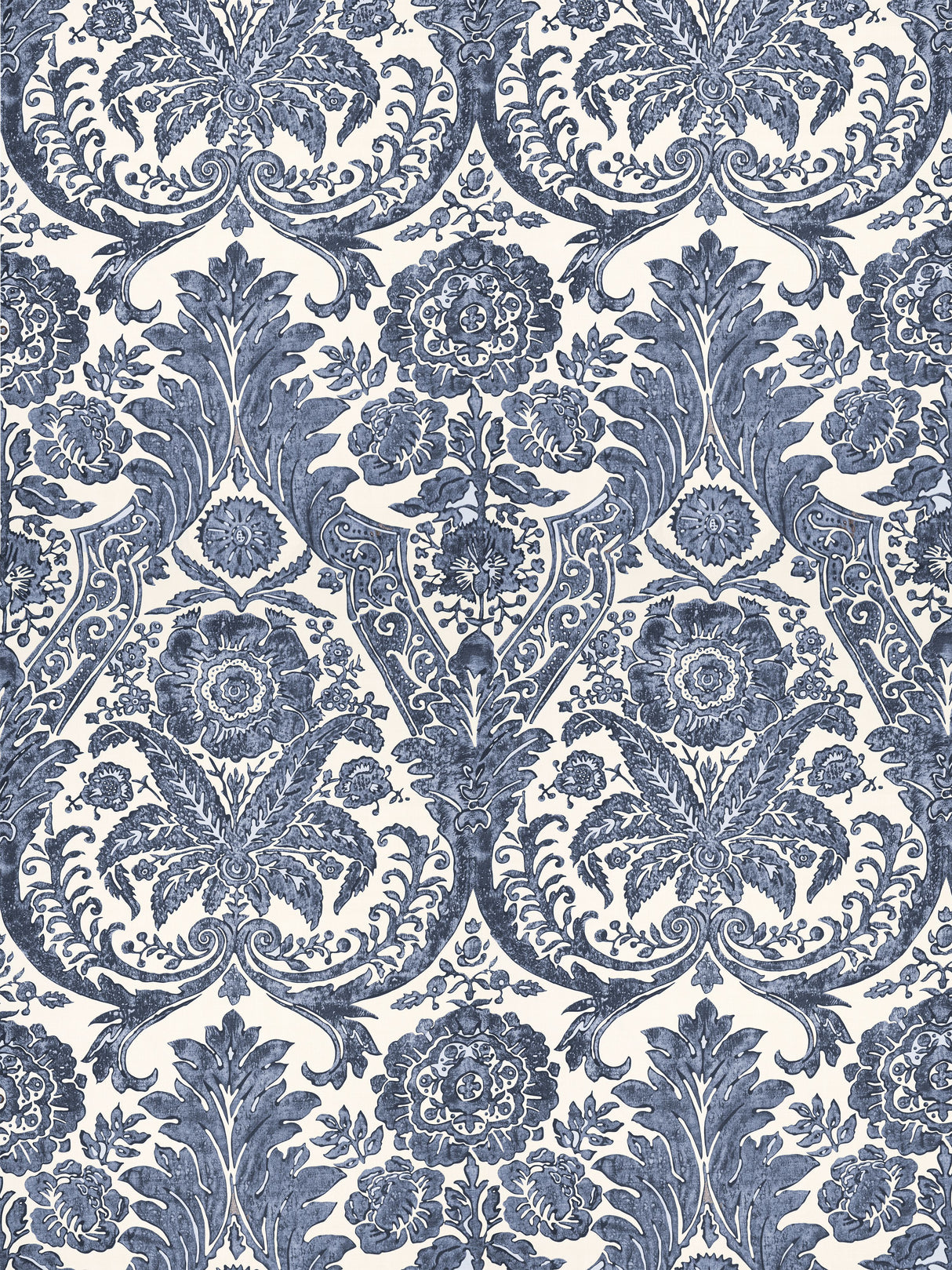 Scalamandre SC 0003WP88354 DENIM LUCIANA DAMASK PRINT WALLPAPER - Eade's Wallpaper