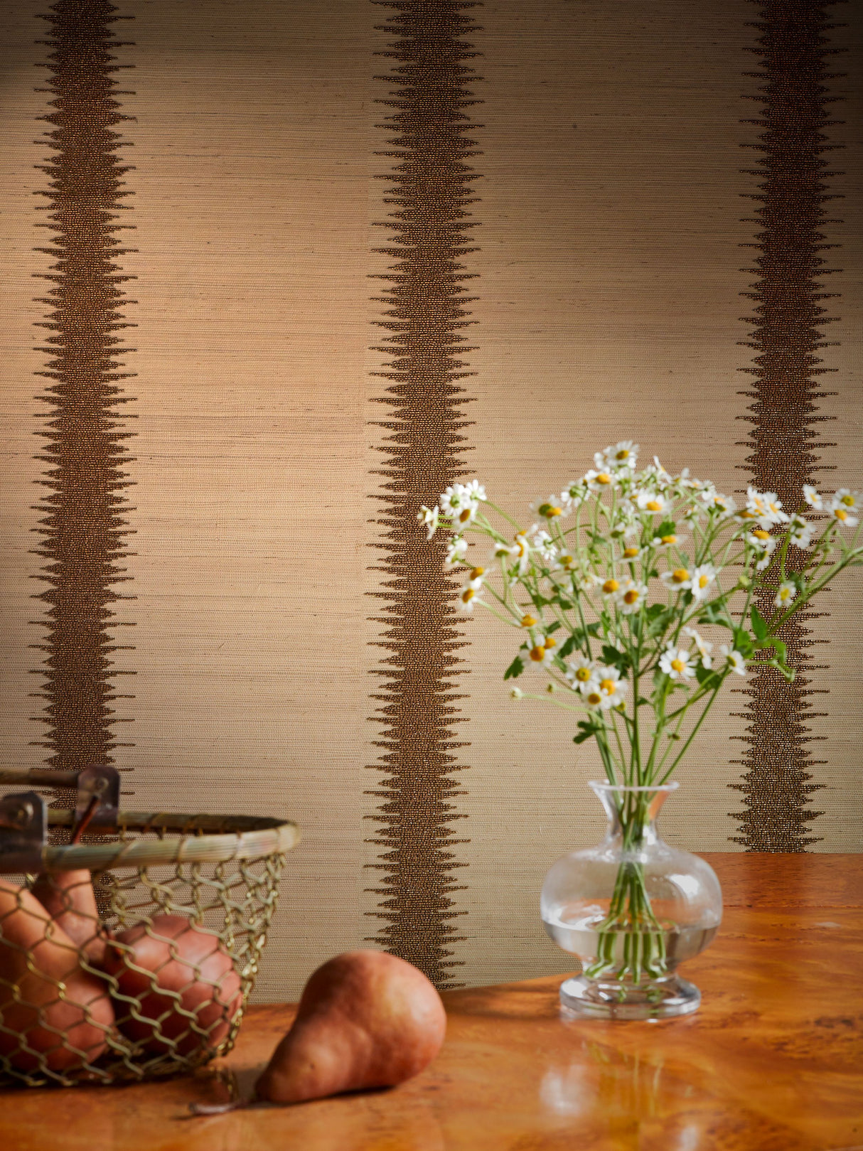 Scalamandre SC 0004WP88386 CARBON VERONICA BEADED GRASSCLOTH WALLPAPER - Eade's Wallpaper