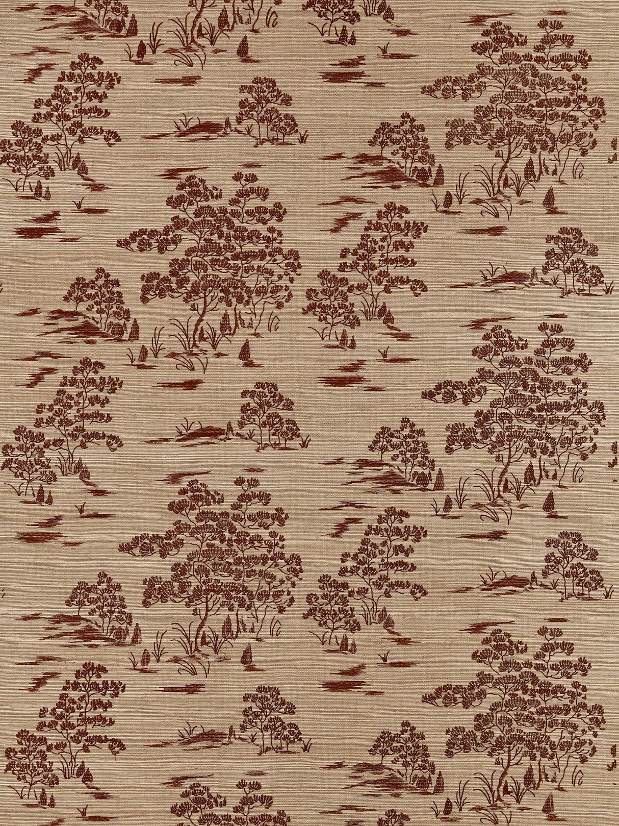 Scalamandre SC 0003WP88445 TERRA KATSURA EMBROIDERED TOILE WALLPAPER - Eade's Wallpaper