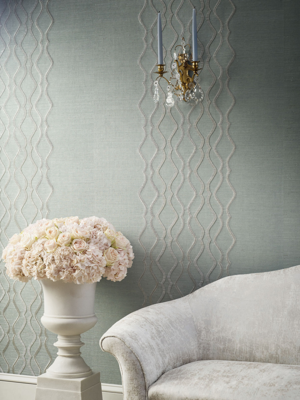 Scalamandre SC 0003WP88447 SEAGLASS VALENTINA EMBELLISHED SISAL WALLPAPER - Eade's Wallpaper