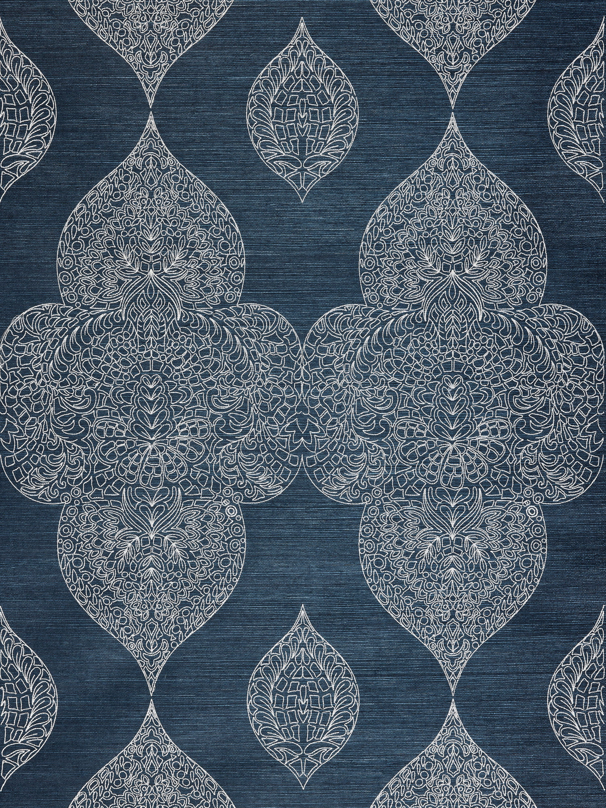 Scalamandre SC 0003WP88555 INDIGO TAJ EMBROIDERED SISAL WALLPAPER - Eade's Wallpaper