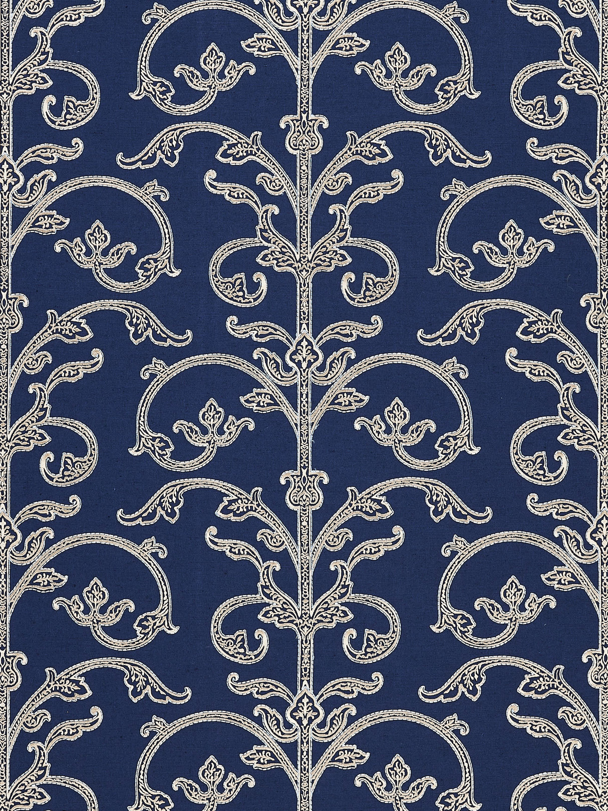 Scalamandre SC 0003WP88558 NAVY SAXONY SCROLL WALLPAPER - Eade's Wallpaper