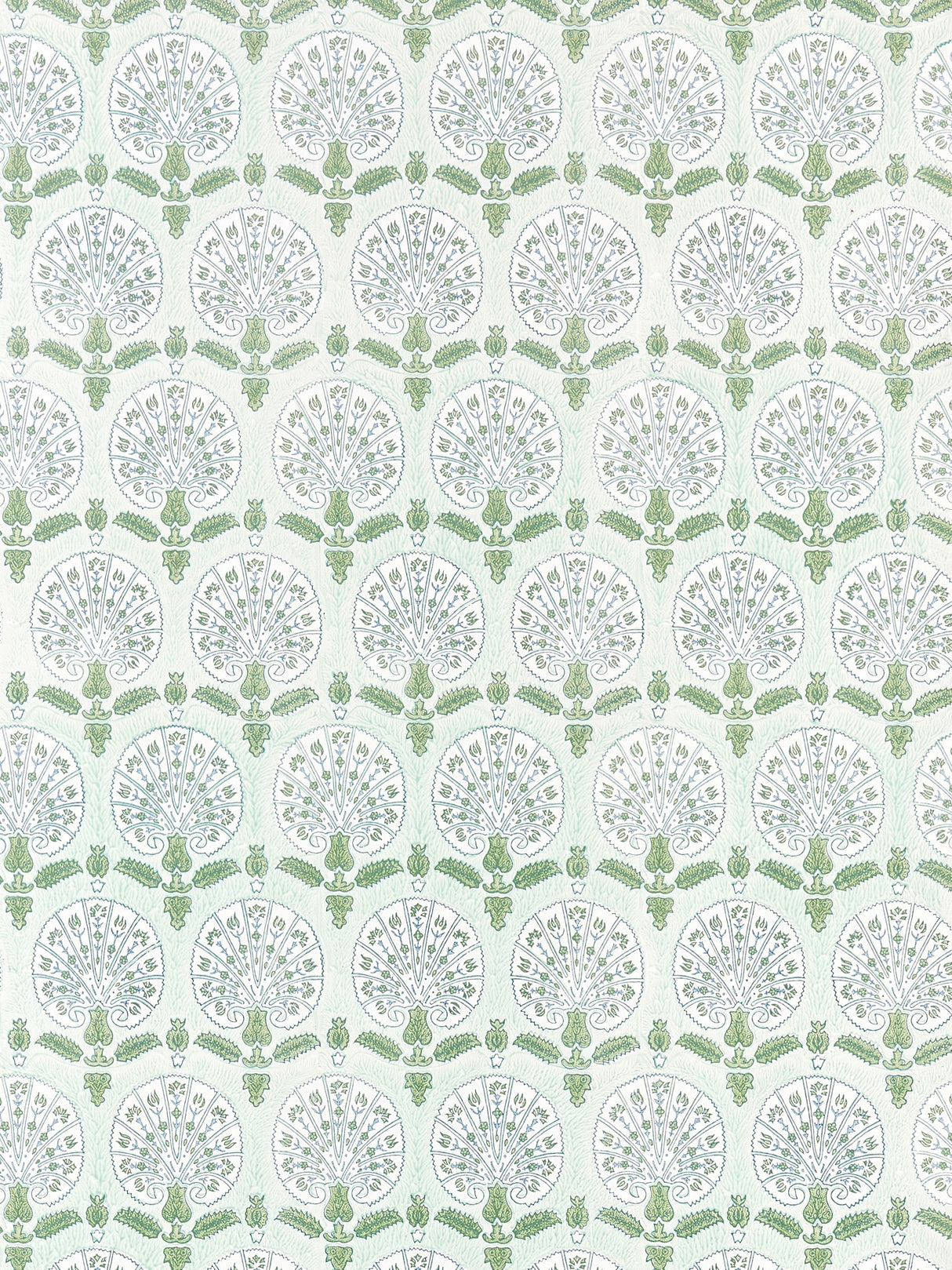 Scalamandre SC 0003WP88560 GREEN TEA KARANFIL BLOCK PRINT WALLPAPER - Eade's Wallpaper
