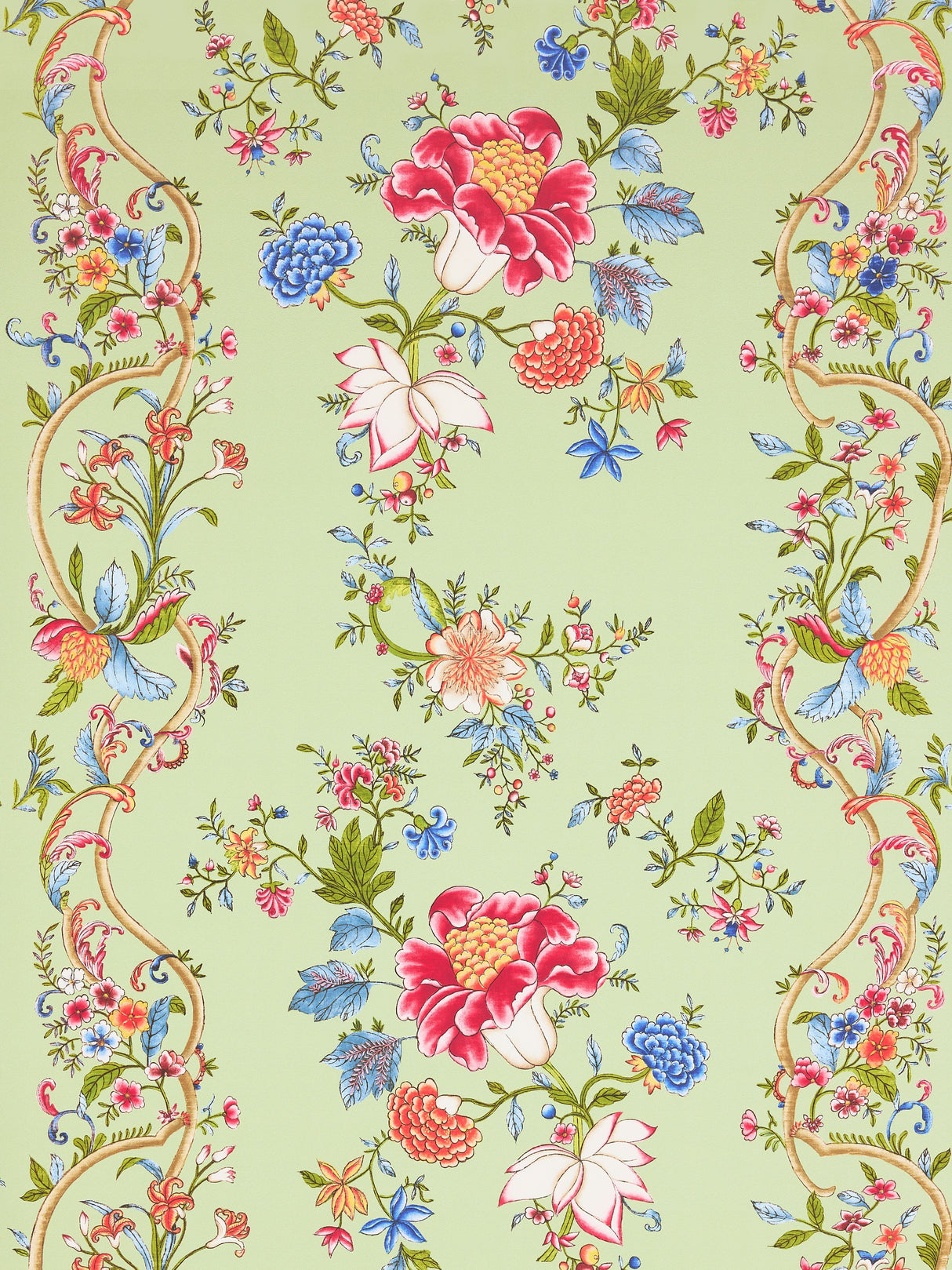 Scalamandre SC 0003WP88566 SEAFOAM POSEY CAMELLIA TRELLIS WALLPAPER - Eade's Wallpaper