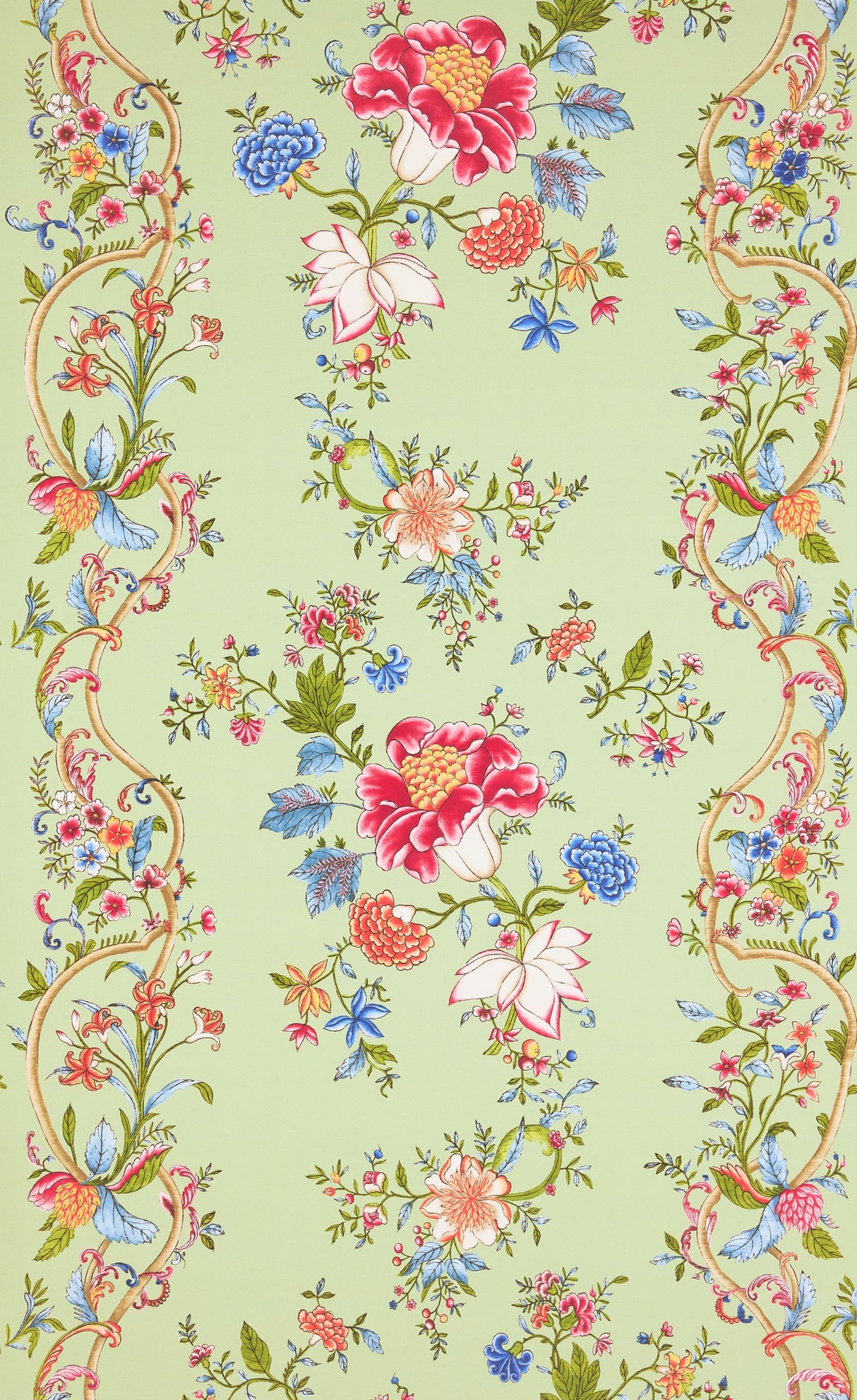 Scalamandre SC 0003WP88566 SEAFOAM POSEY CAMELLIA TRELLIS WALLPAPER - Eade's Wallpaper