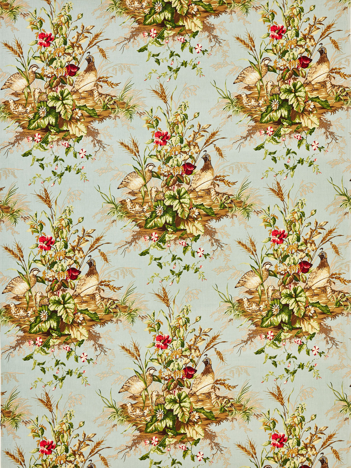 Scalamandre SC 000416310 MULTI ON LONDON BLUE EDWIN'S COVEY LINEN PRINT Fabric - Eade's Wallpaper