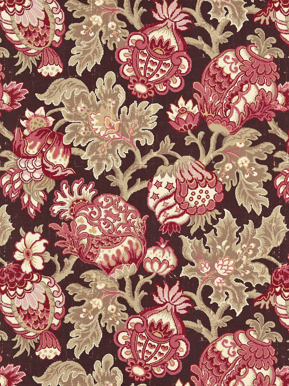 Scalamandre SC 000416593 MULBERRY CANTERBURY LINEN PRINT Fabric - Eade's Wallpaper