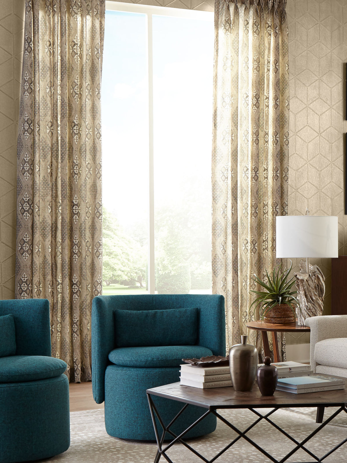 Scalamandre SC 000416626 TRUFFLE FARRAH PRINT Fabric - Eade's Wallpaper