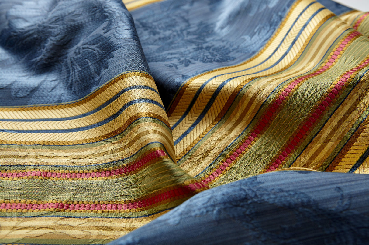 Scalamandre SC 000426166 MULTI ON COBALT SANTA MARGARITA Fabric - Eade's Wallpaper