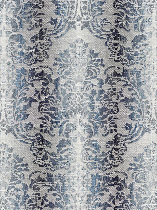 Scalamandre SC 000427093 INDIGO SORRENTO LINEN DAMASK Fabric - Eade's Wallpaper