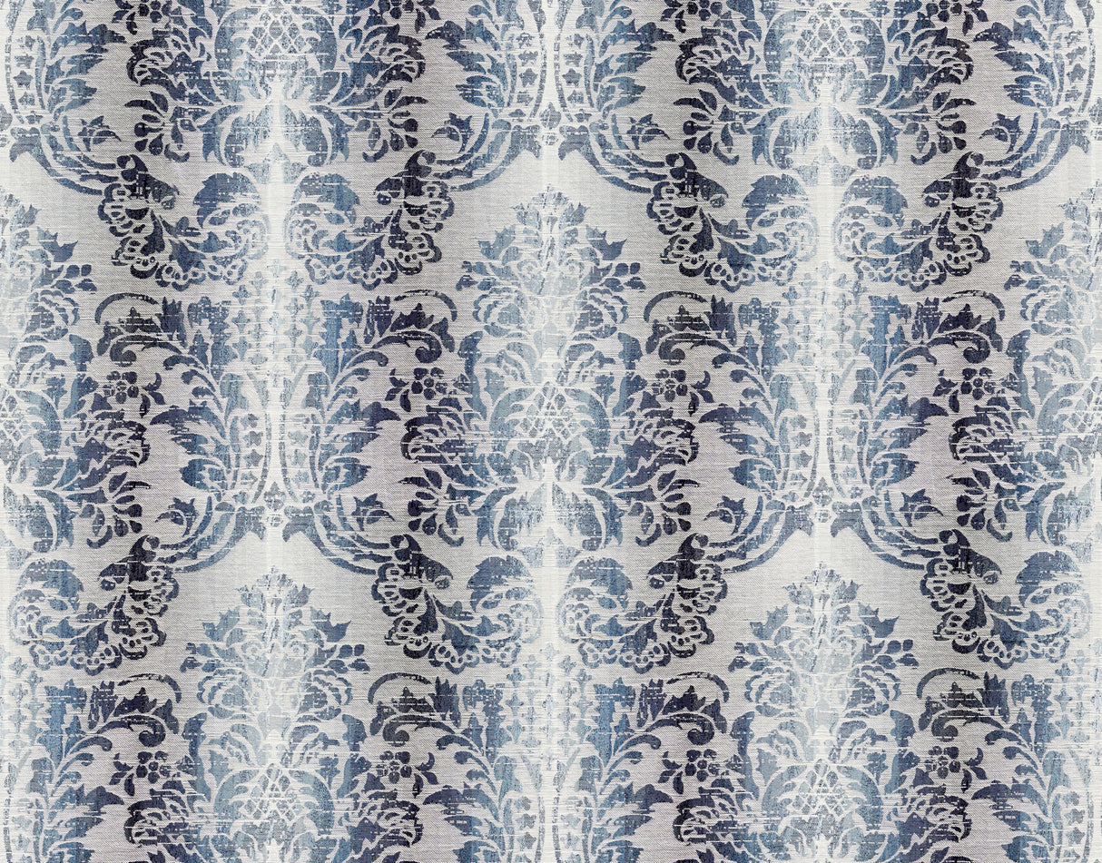 Scalamandre SC 000427093 INDIGO SORRENTO LINEN DAMASK Fabric - Eade's Wallpaper