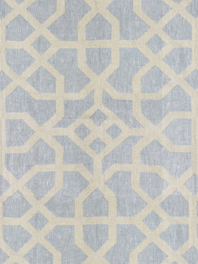 Scalamandre SC 000427149 BLUESTONE & FOG LINEN LATTICE Fabric - Eade's Wallpaper