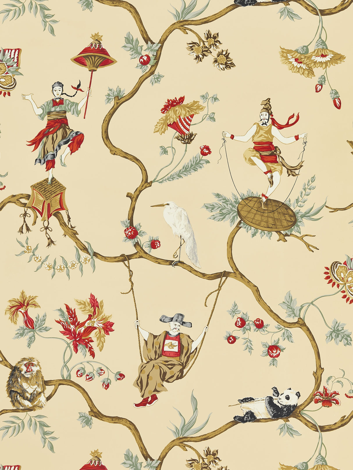 Scalamandre SC 0004WP81605 MULTI ON TEA MING CIRCUS WALLPAPER - Eade's Wallpaper