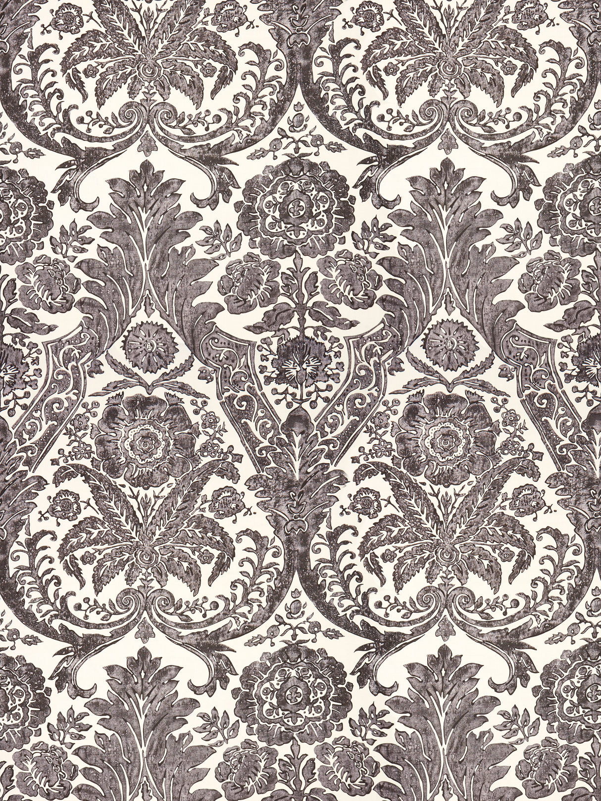 Scalamandre SC 0004WP88354 GRAPHITE LUCIANA DAMASK PRINT WALLPAPER - Eade's Wallpaper