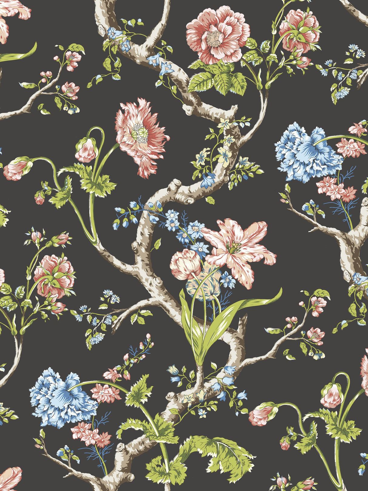 Scalamandre SC 0004WP88432 NOIR ANDREW JACKSON FLORAL WALLPAPER - Eade's Wallpaper