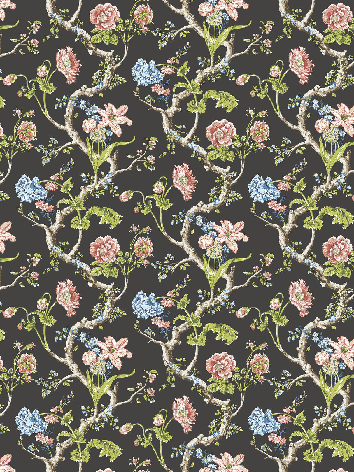 Scalamandre SC 0004WP88432 NOIR ANDREW JACKSON FLORAL WALLPAPER - Eade's Wallpaper