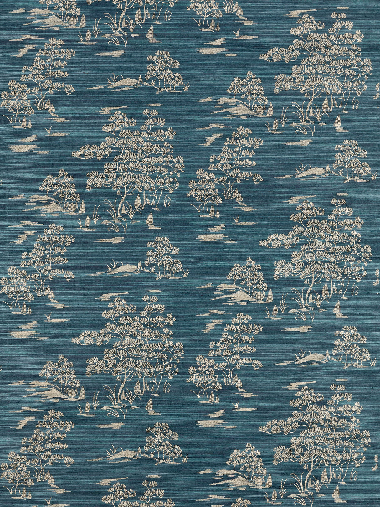 Scalamandre SC 0004WP88445 PEACOCK KATSURA EMBROIDERED TOILE WALLPAPER - Eade's Wallpaper