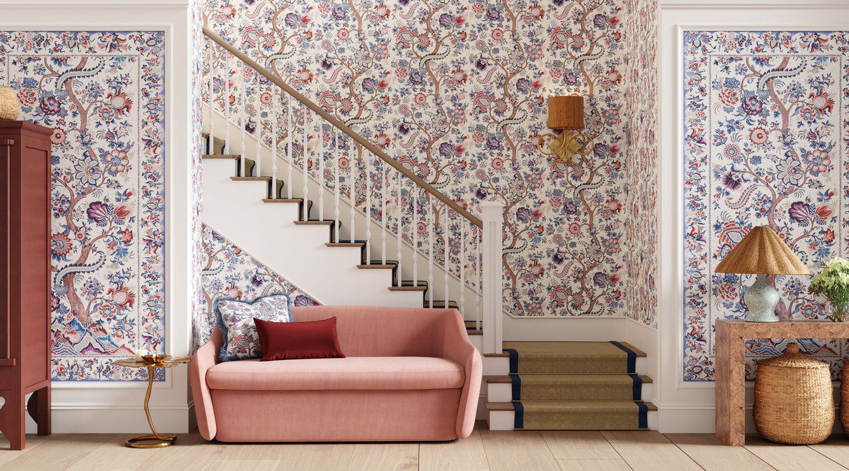 Scalamandre SC 0004WP88561 RED MULTI METROPOLITAN PALAMPORE WALLPAPER - Eade's Wallpaper