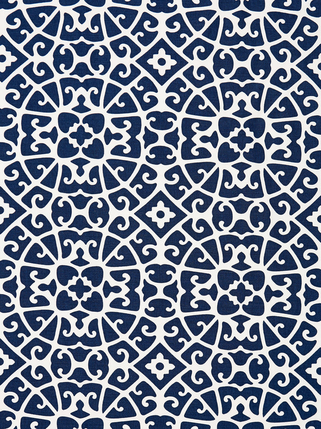 Scalamandre SC 000516559 INDIGO ANSHUN LATTICE Fabric - Eade's Wallpaper