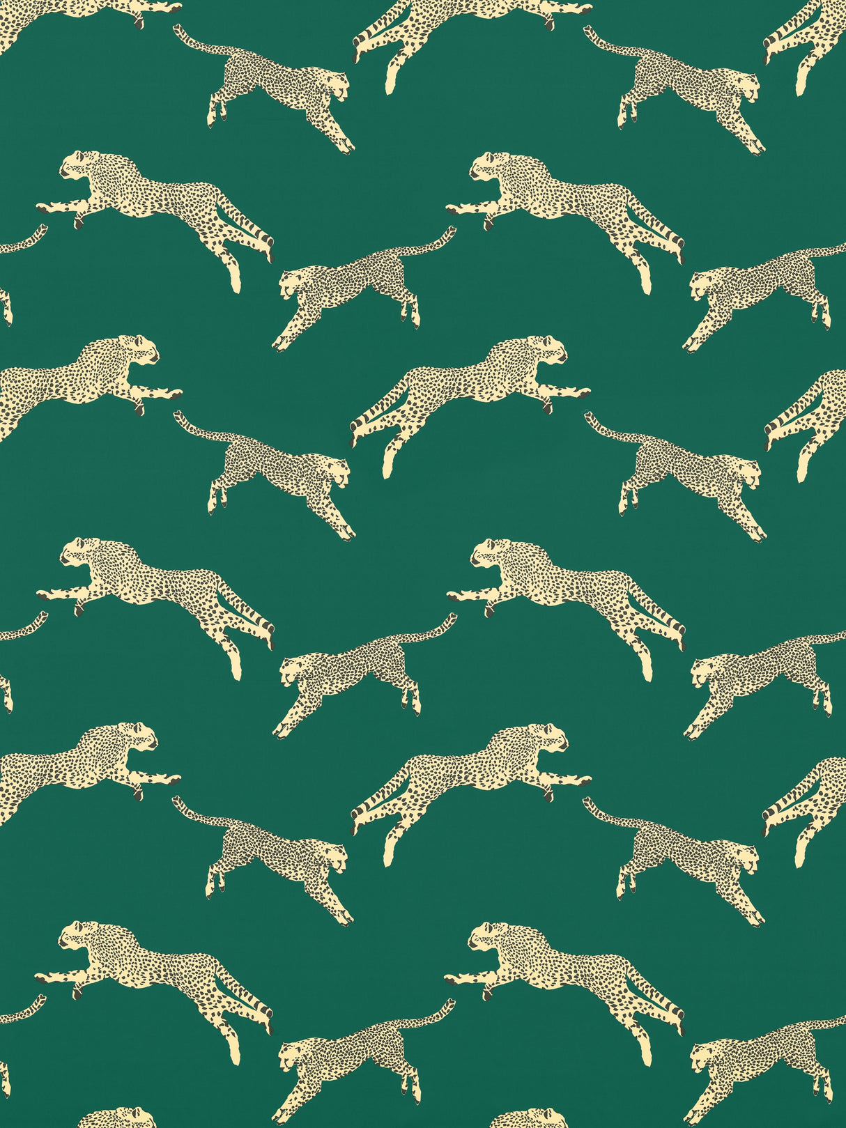 Scalamandre SC 000516634 EVERGREEN LEAPING CHEETAH COTTON PRINT Fabric - Eade's Wallpaper