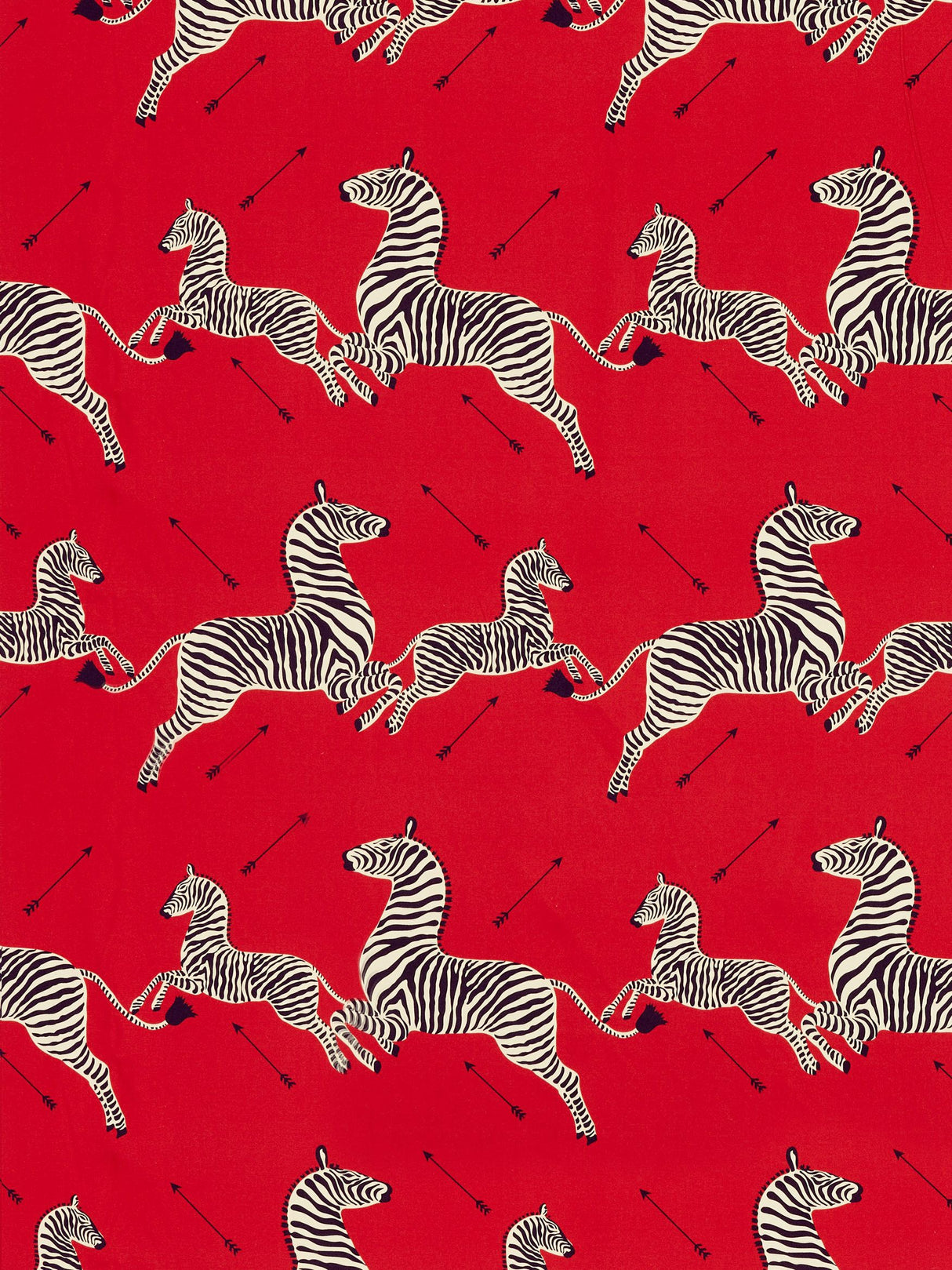 Scalamandre SC 000516641 MASAI RED ZEBRAS PETITE Fabric - Eade's Wallpaper