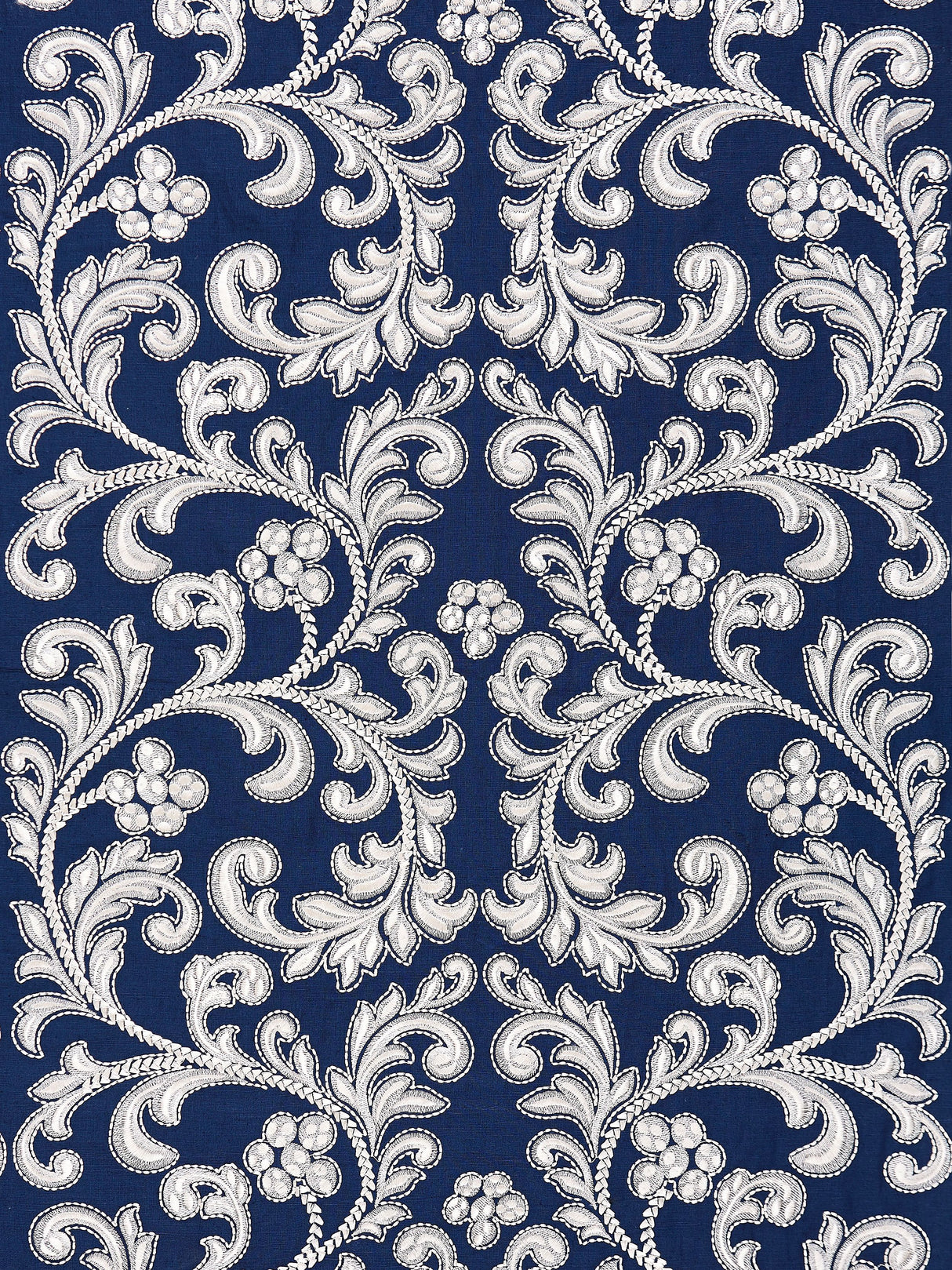 Scalamandre SC 000527029 INDIGO CHIARA EMBROIDERY Fabric - Eade's Wallpaper