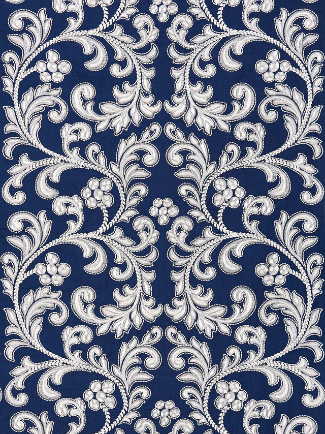 Scalamandre SC 000527029 INDIGO CHIARA EMBROIDERY Fabric - Eade's Wallpaper